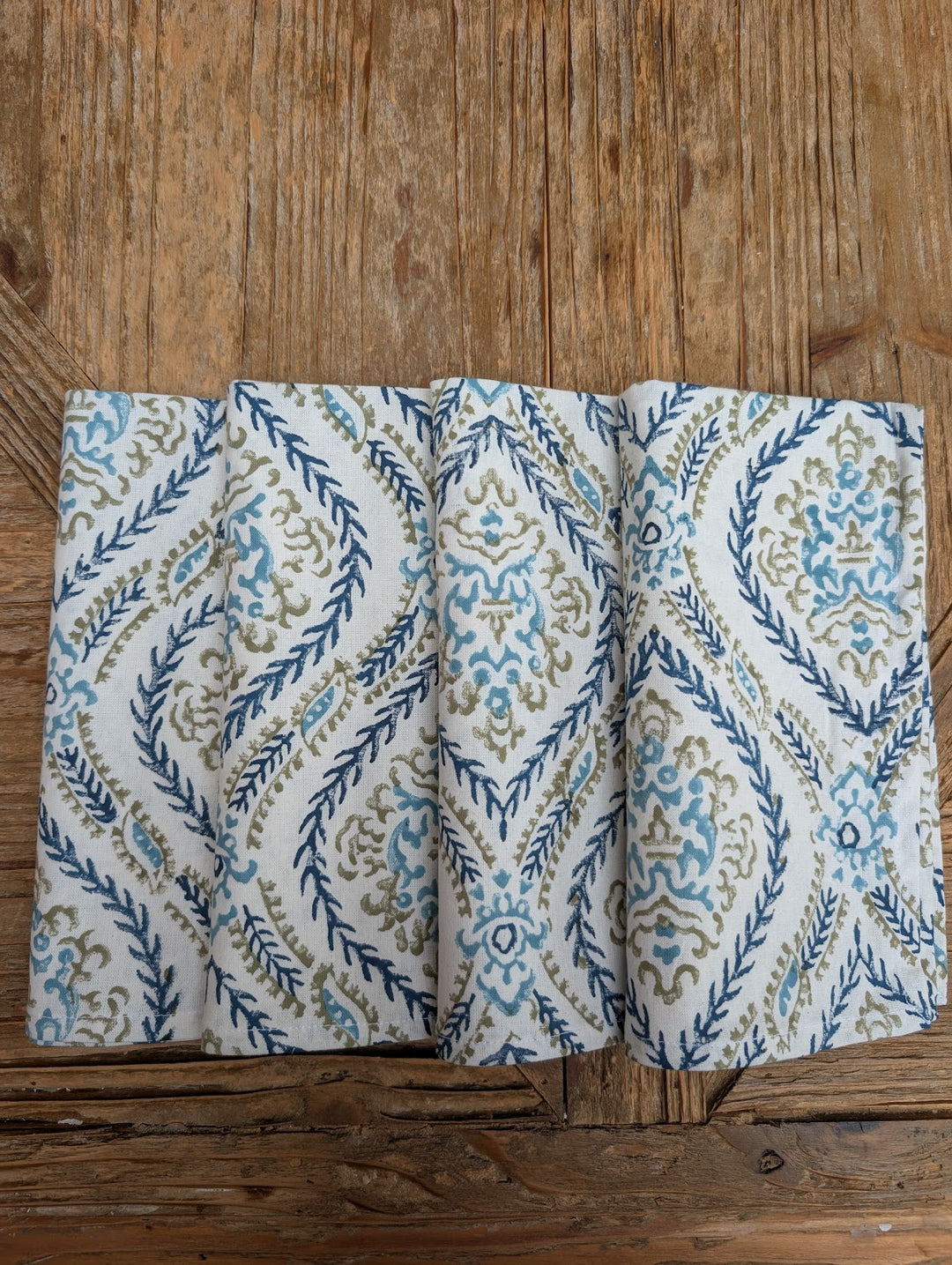 Lucy Napkins – Set of 4 | Blue & Green Block Print Cotton