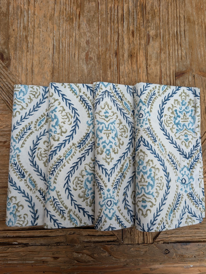 Lucy Napkins – Set of 4 | Blue & Green Block Print Cotton