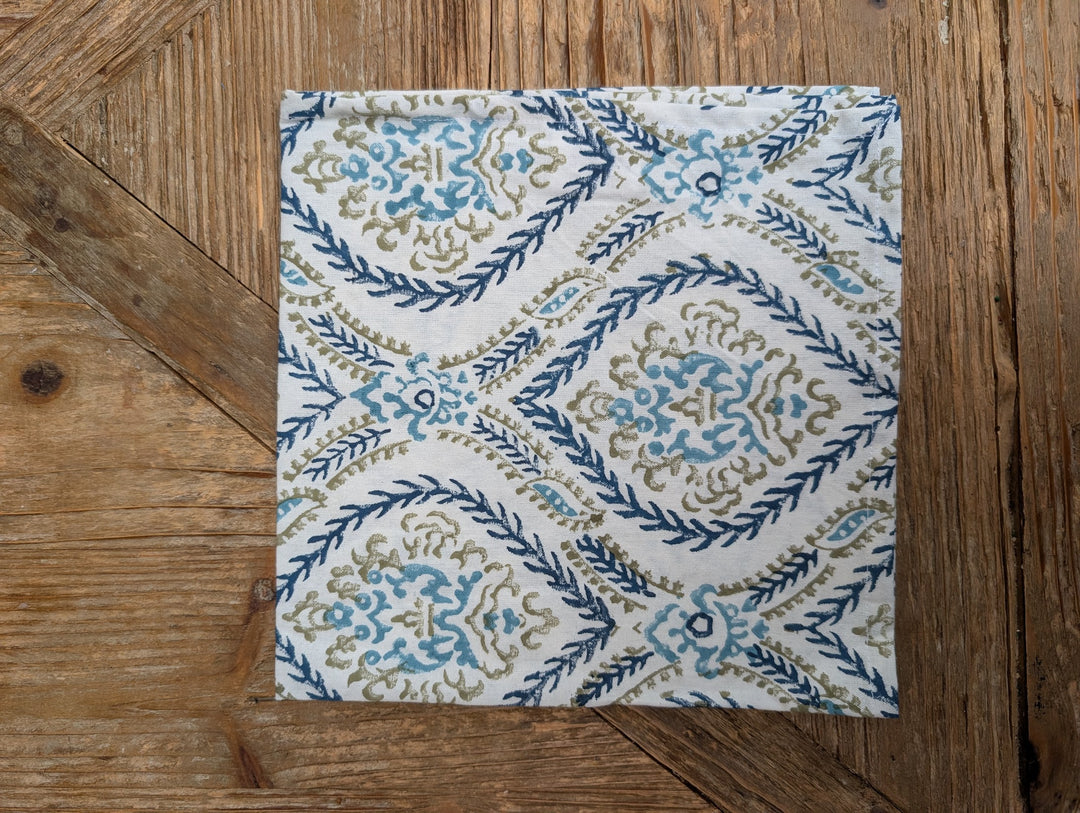 Lucy Napkins – Set of 4 | Blue & Green Block Print Cotton