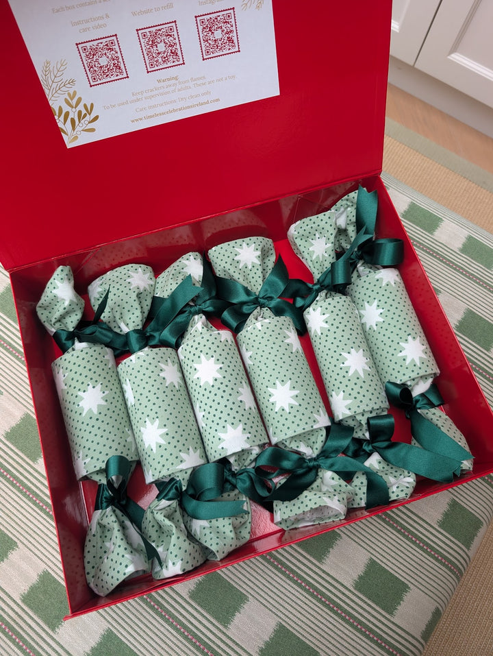 Timeless Christmas Mistletoe Green Crackers – Luxury Box of 6