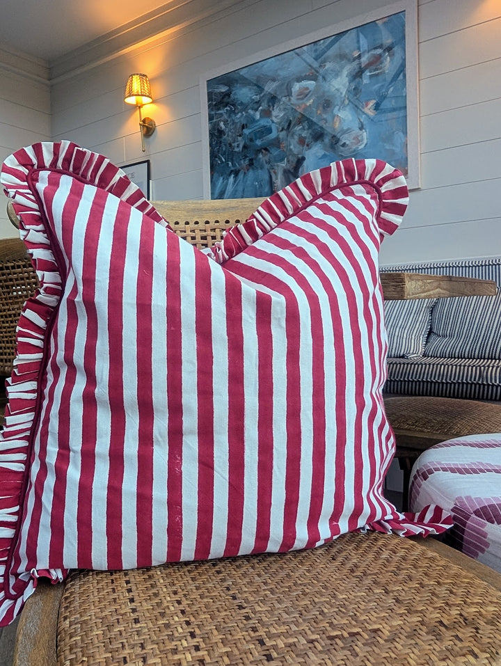 Holly Red Frill Cushion Cover