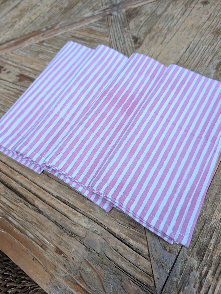 Pink stripe  Napkin, Set of 4