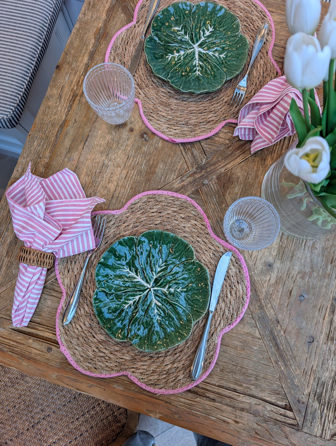 Pink stripe  Napkin, Set of 4