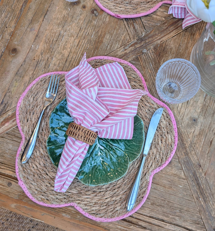 Pink stripe  Napkin, Set of 4