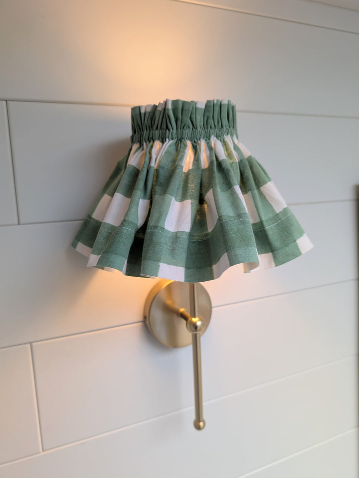 Small Gingham Green  Lampshade Cover
