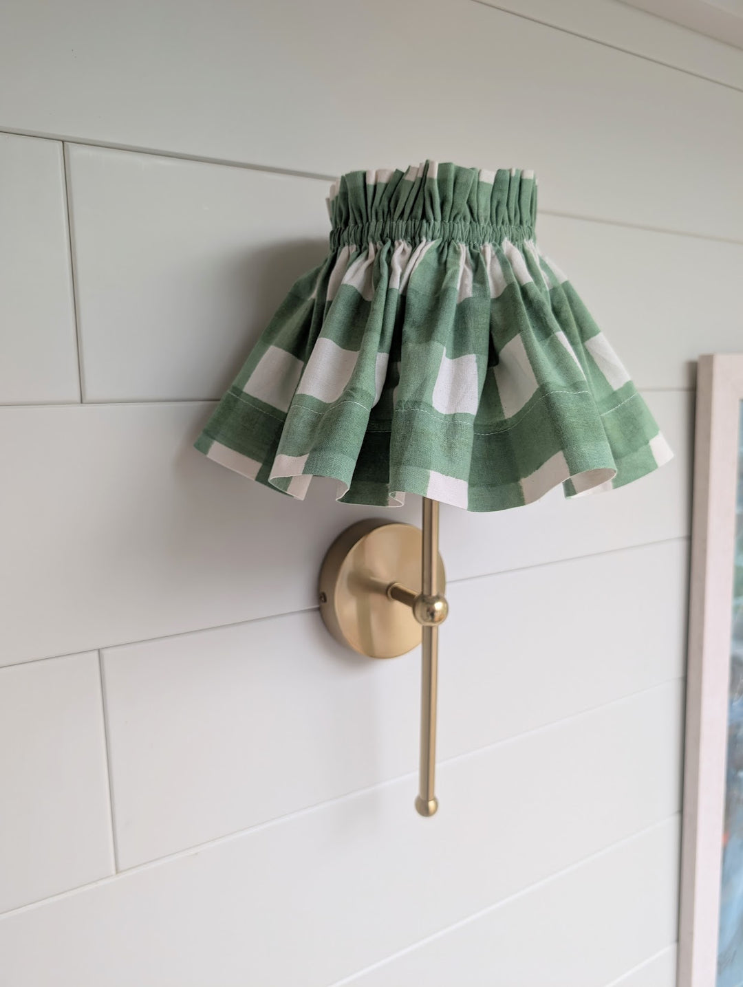 Small Gingham Green  Lampshade Cover
