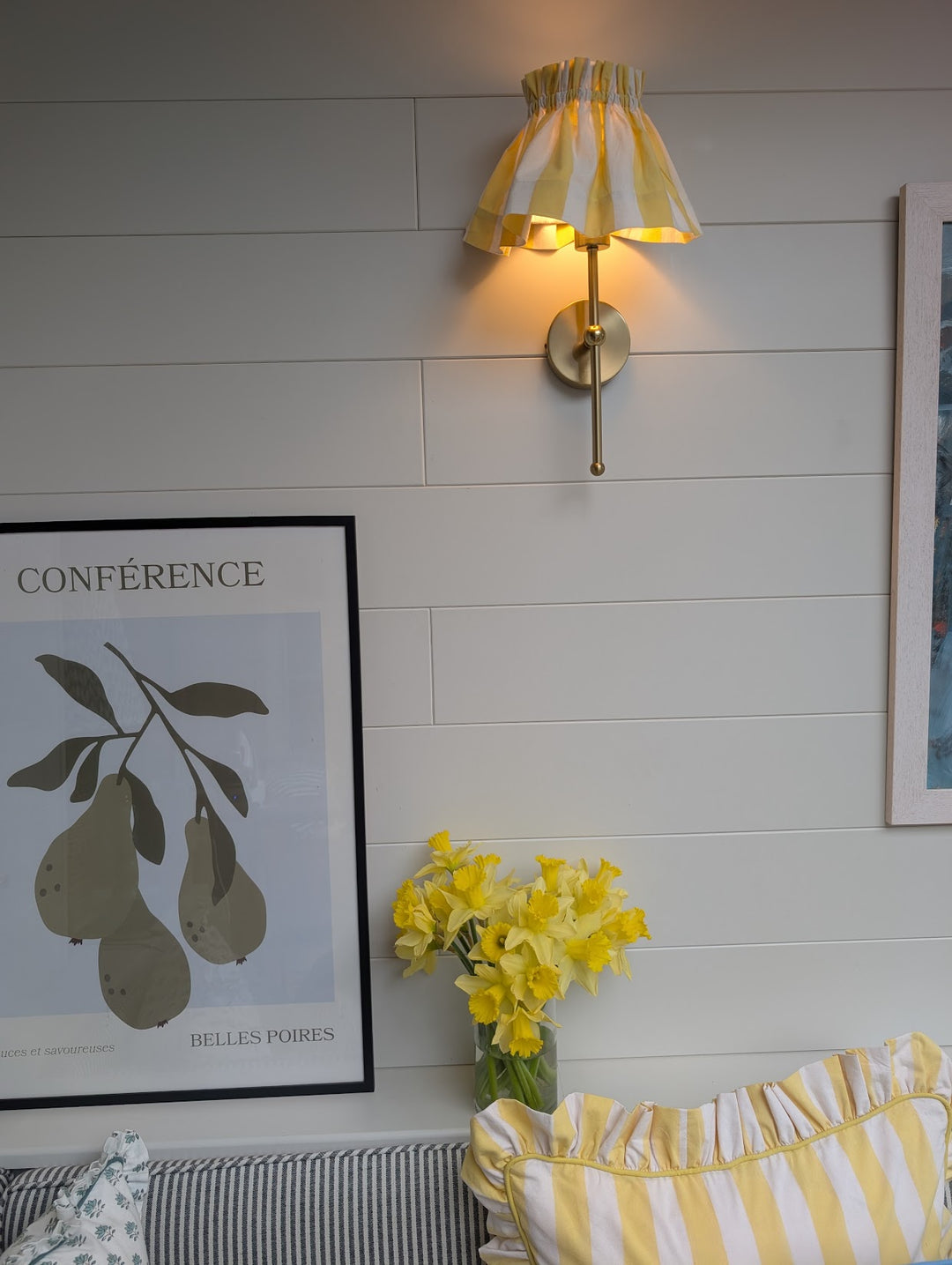 Small Lemon Stripe Lampshade Cover