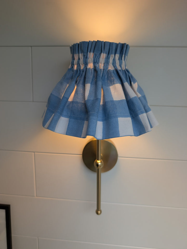 Small Gingham Blue Lampshade Cover