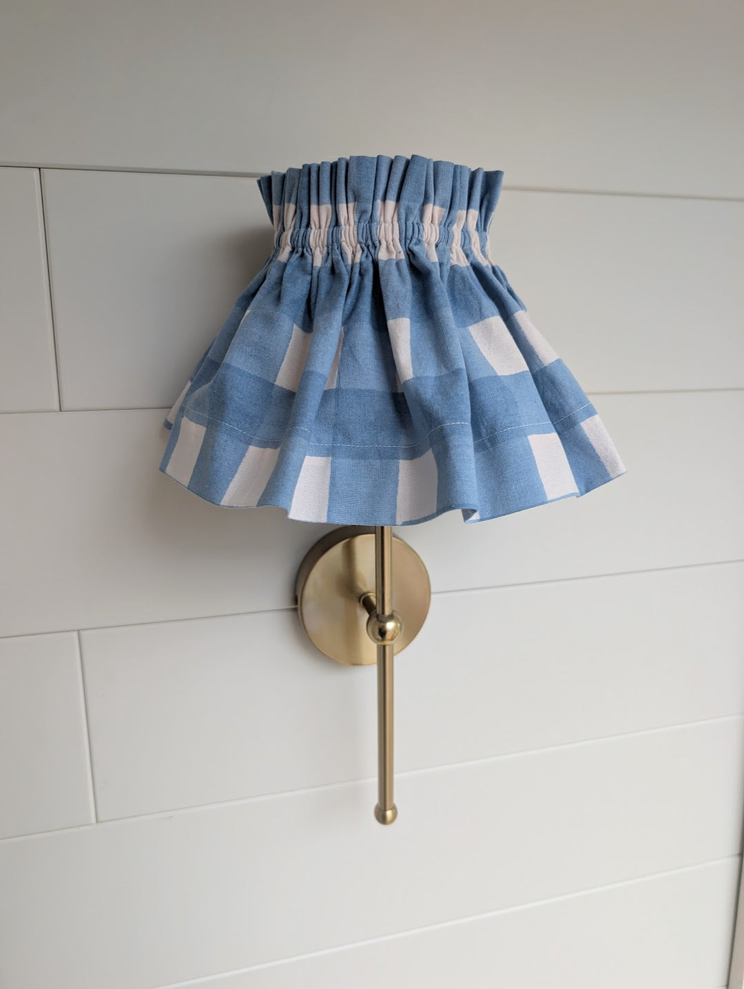 Small Gingham Blue Lampshade Cover