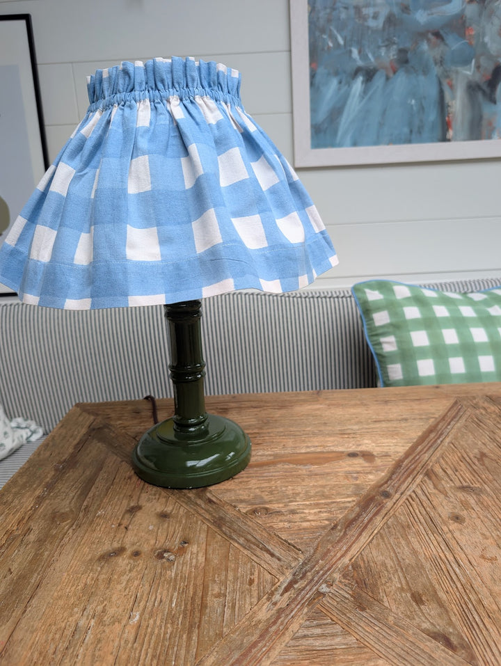 Large Gingham Blue Lampshade Cover