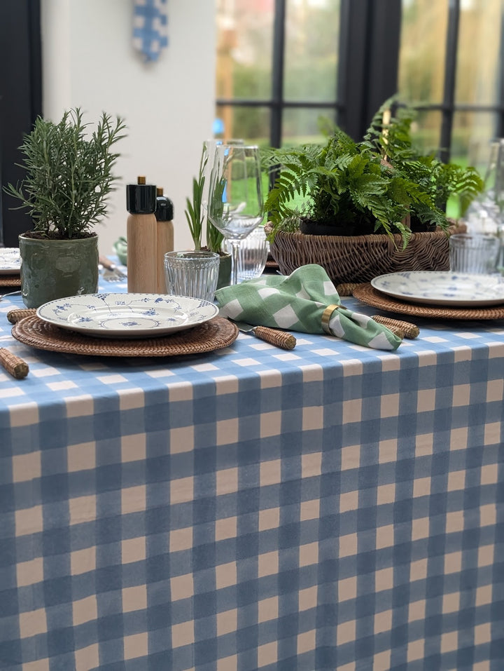 Gingham Blue Rectangle Tablecloth