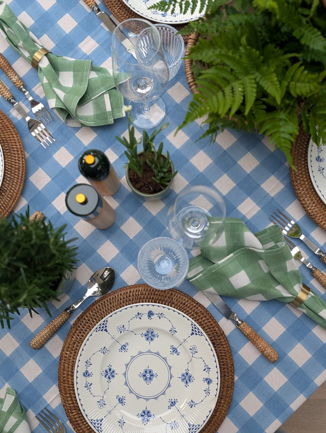 Gingham Blue Rectangle Tablecloth