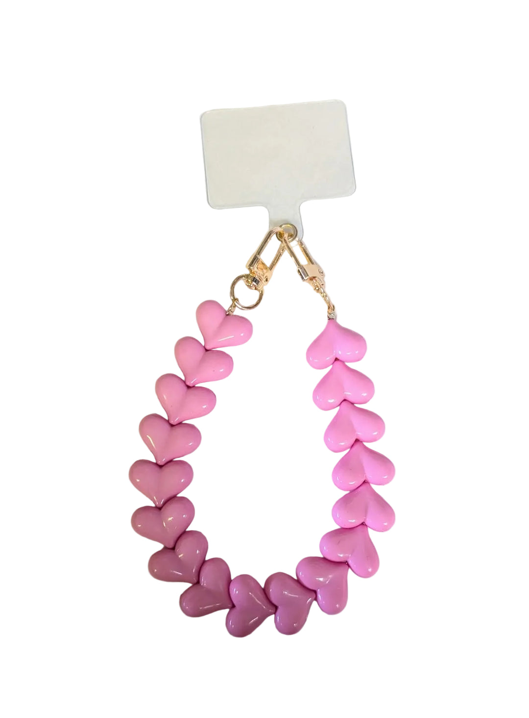 Pink heart-shaped beaded keychain on a white background