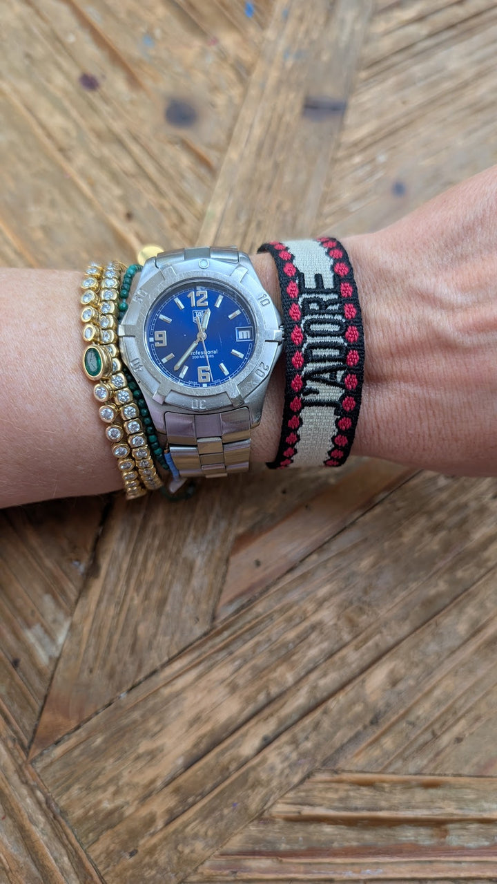 J'adore Pink/Black Woven Bracelet