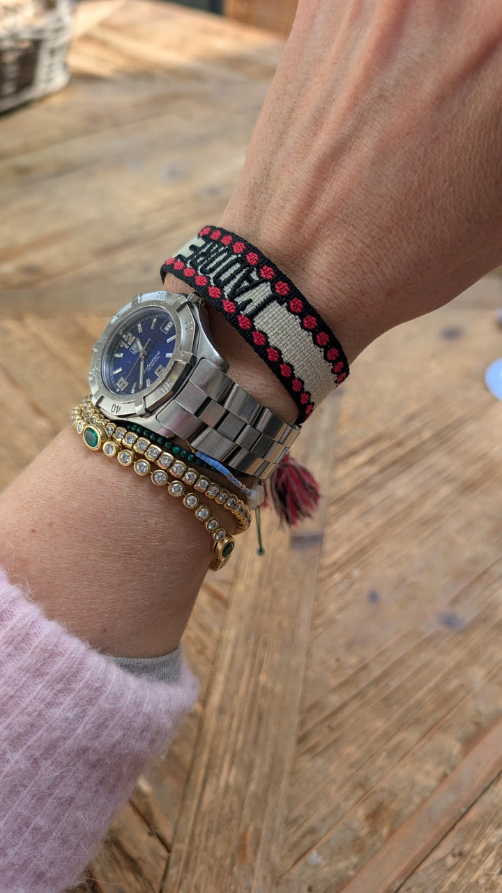 J'adore Pink/Black Woven Bracelet