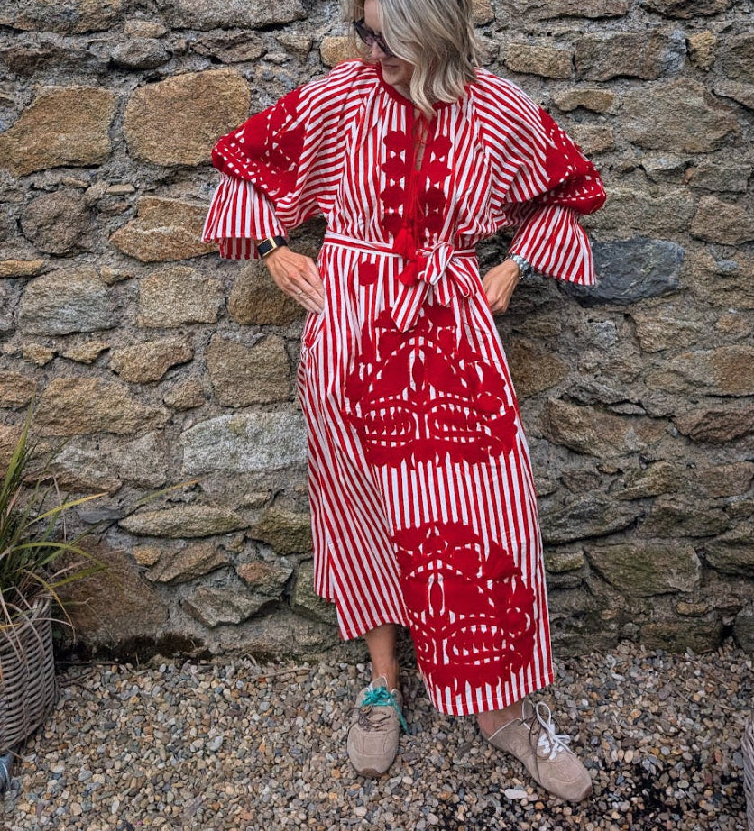 Simran dress Stripe Red LIMITED EDITION