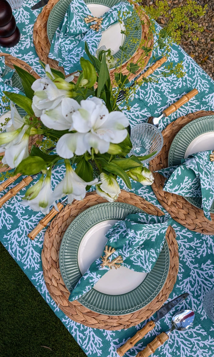 Coral Green Rectangular Tablecloth