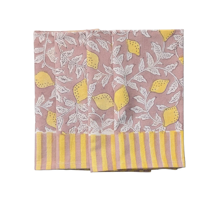 Pink French Lemons Napkin, Set of 4