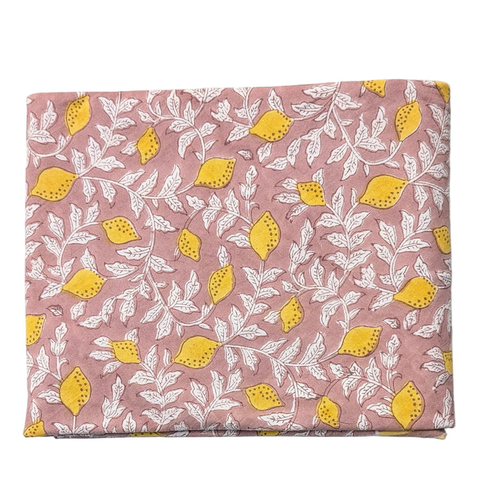 Pink French Lemon Round 220cm Tablecloth
