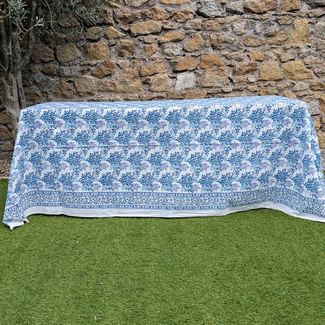 Coral Blue/White Rectangular Tablecloth
