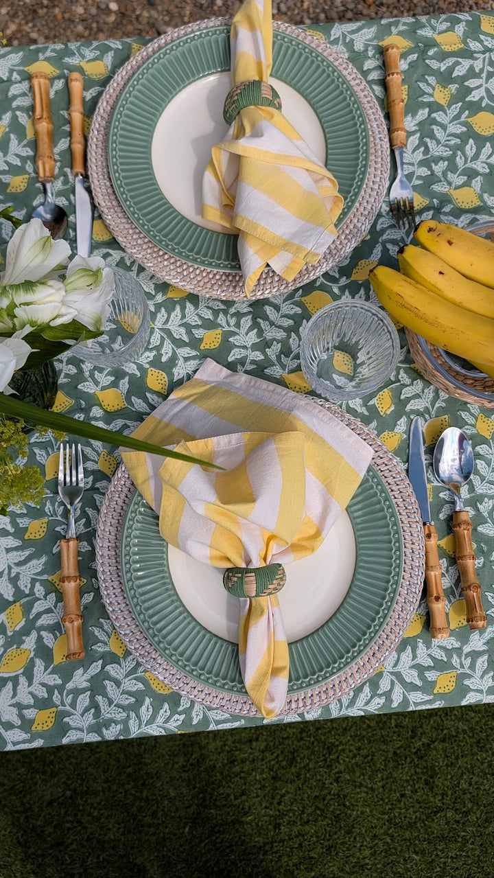 Green French Lemon Rectangular Tablecloth