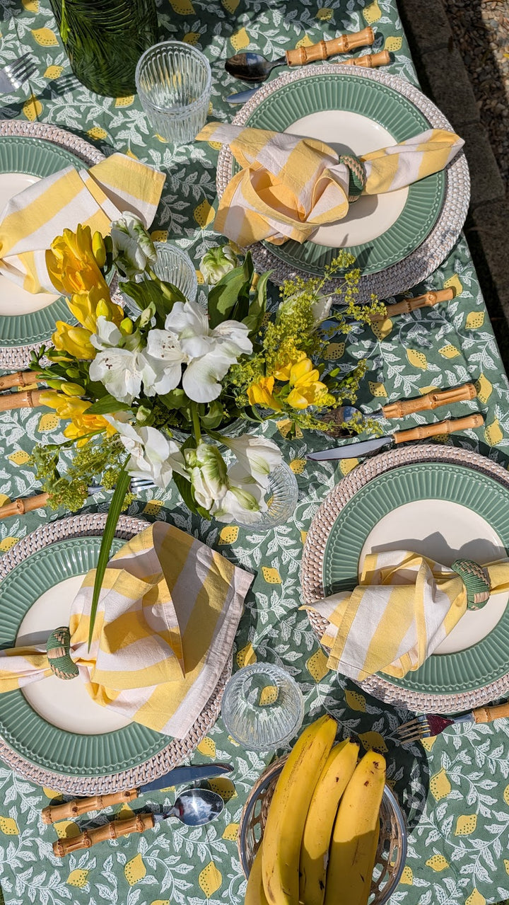 Green French Lemon Rectangular Tablecloth