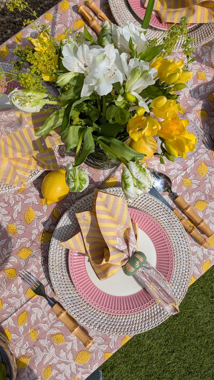 Pink French Lemons Napkin, Set of 4