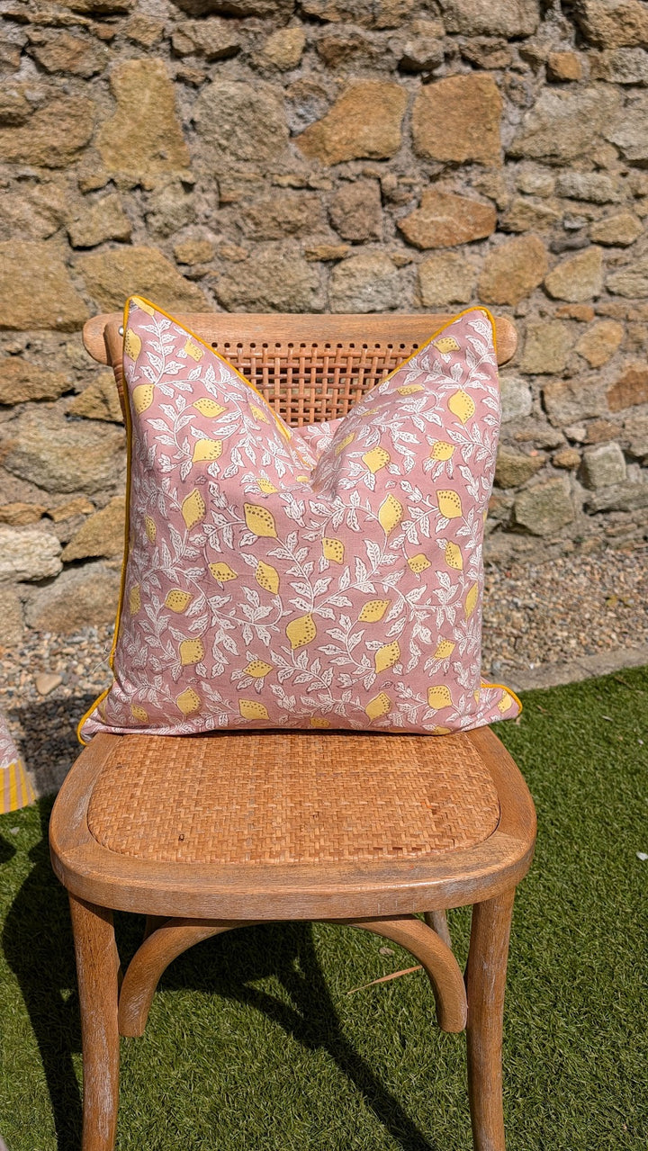 Pink French Lemon Cushion Cover