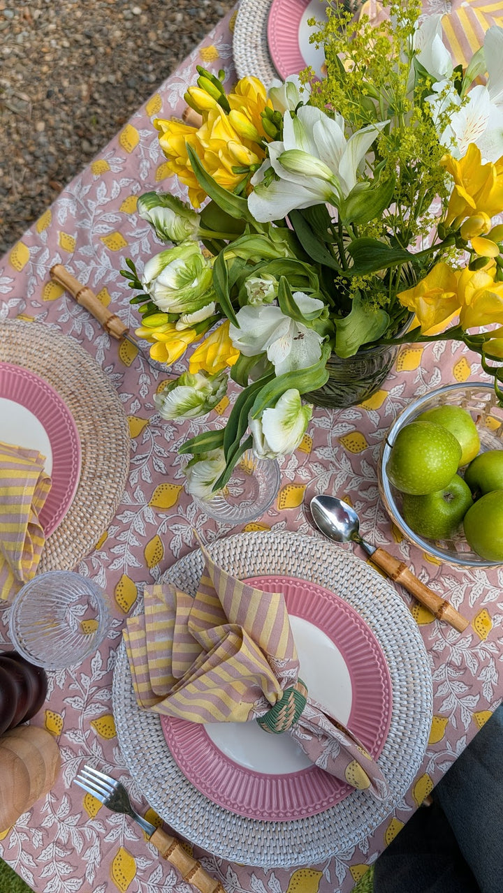 Pink French Lemon Rectangular Tablecloth