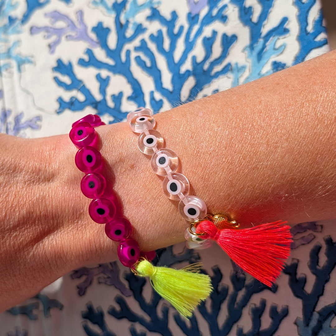 Fuchsia Greek Evil Eye Protection Bracelets with Medusa