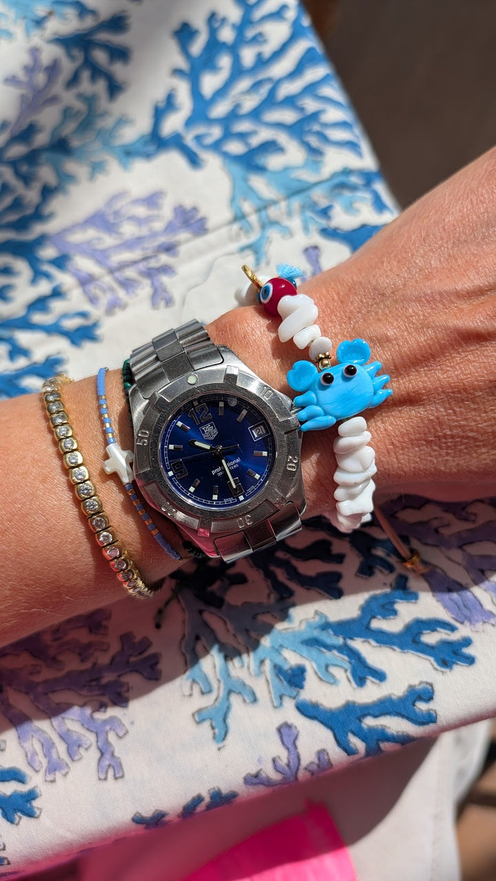Turquoise Bracelet with Colorful Blue Crab