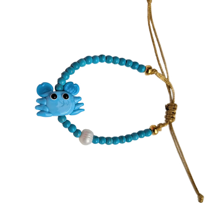 Turquoise Bracelet with Colorful Blue Crab