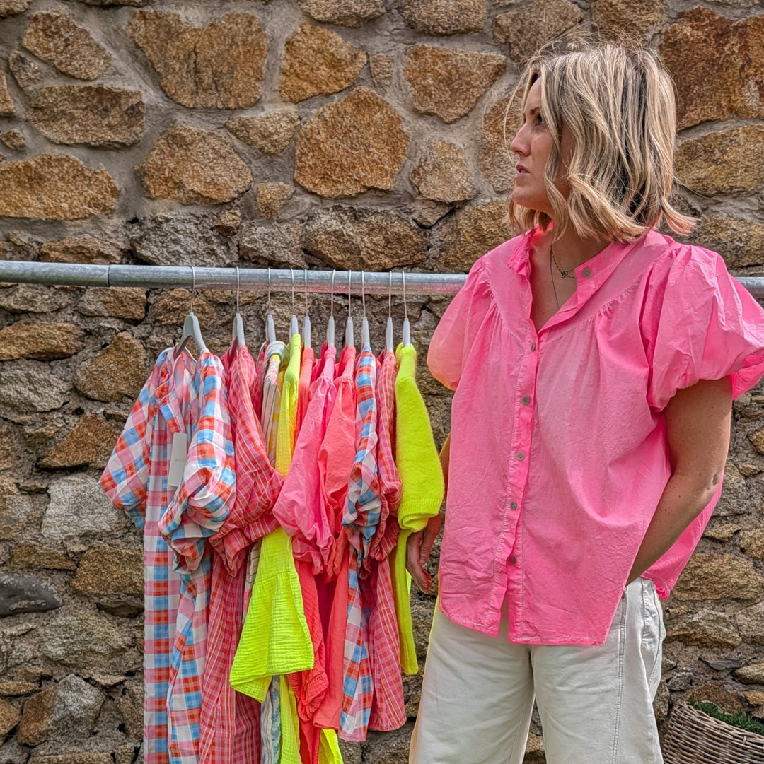 Neon Pink Cotton Blouse