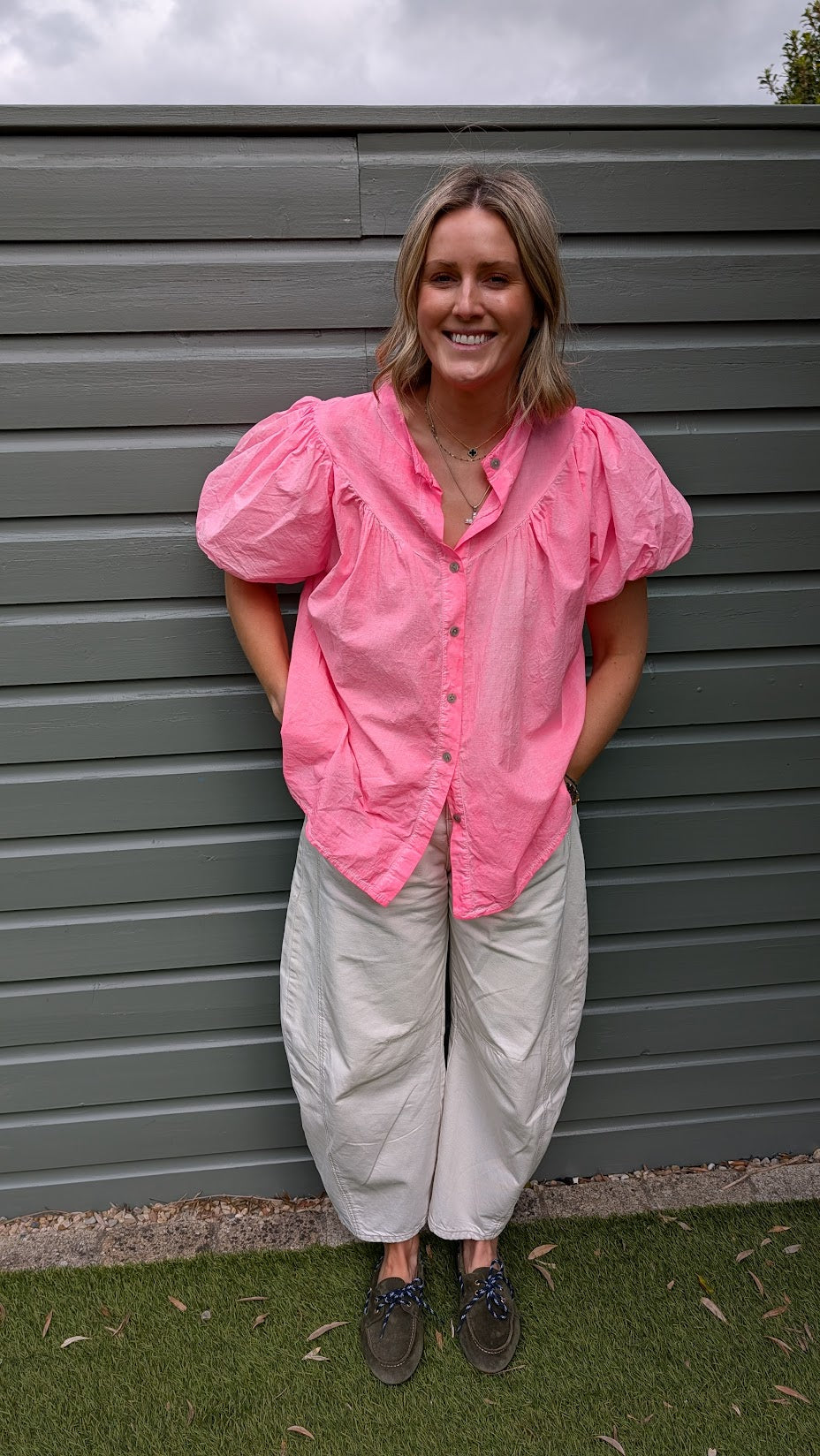 Neon Pink Cotton Blouse