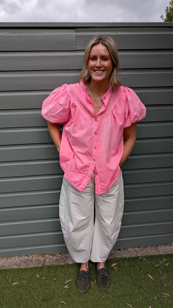 Neon Pink Cotton Blouse