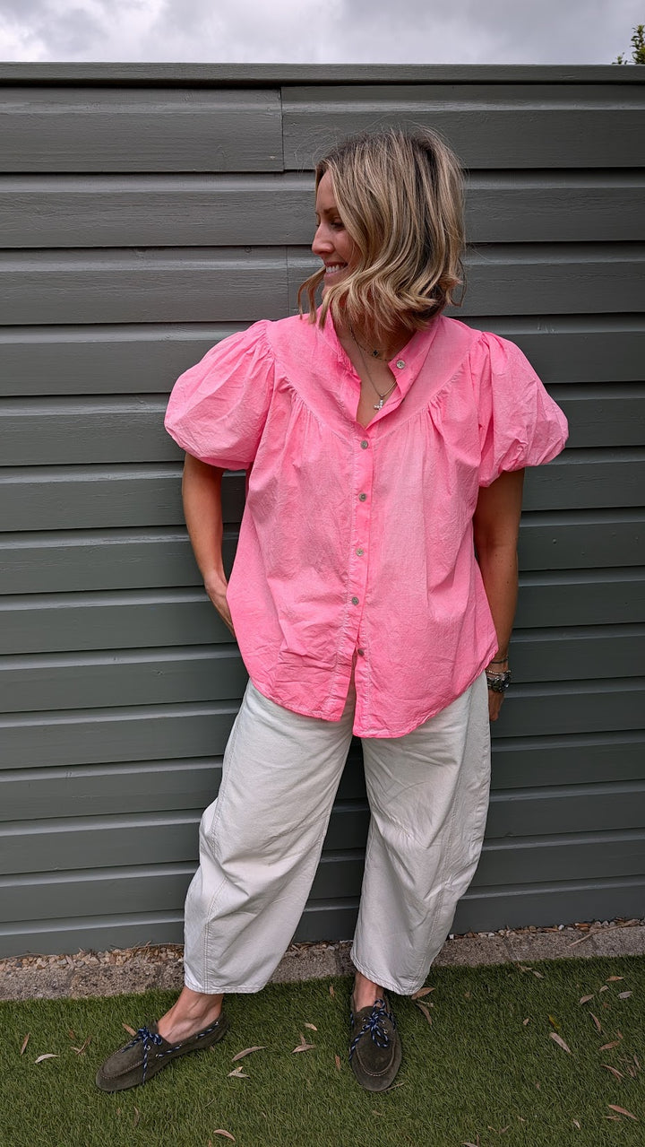 Neon Pink Cotton Blouse