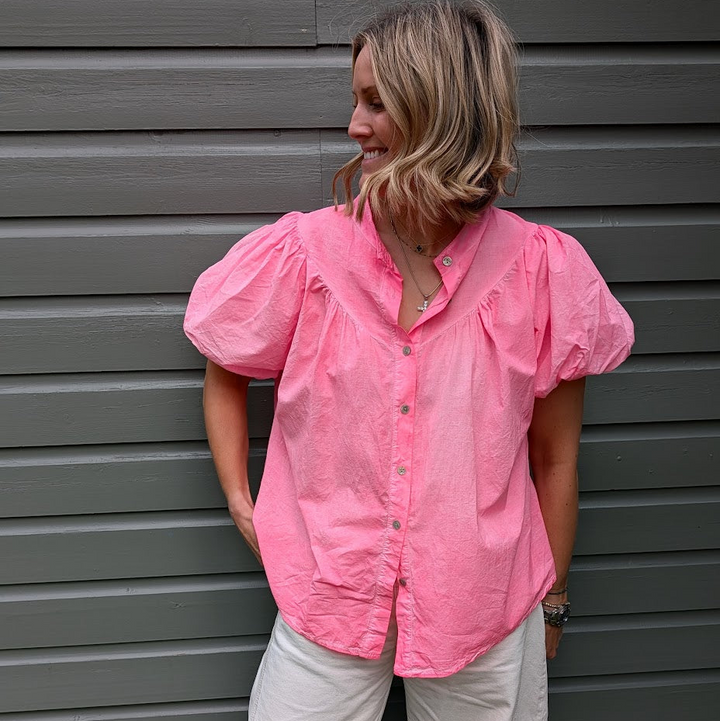 Neon Pink Cotton Blouse-Shirts & Tops-LNH Edit