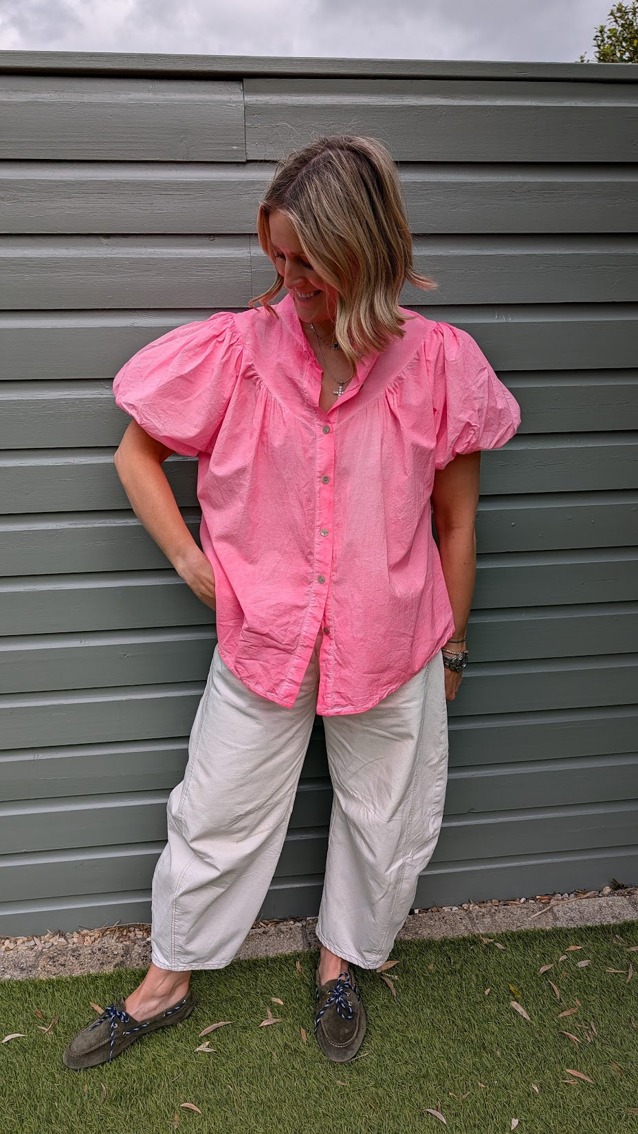Neon Pink Cotton Blouse