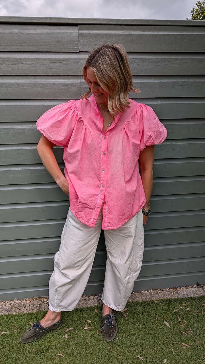 Neon Pink Cotton Blouse