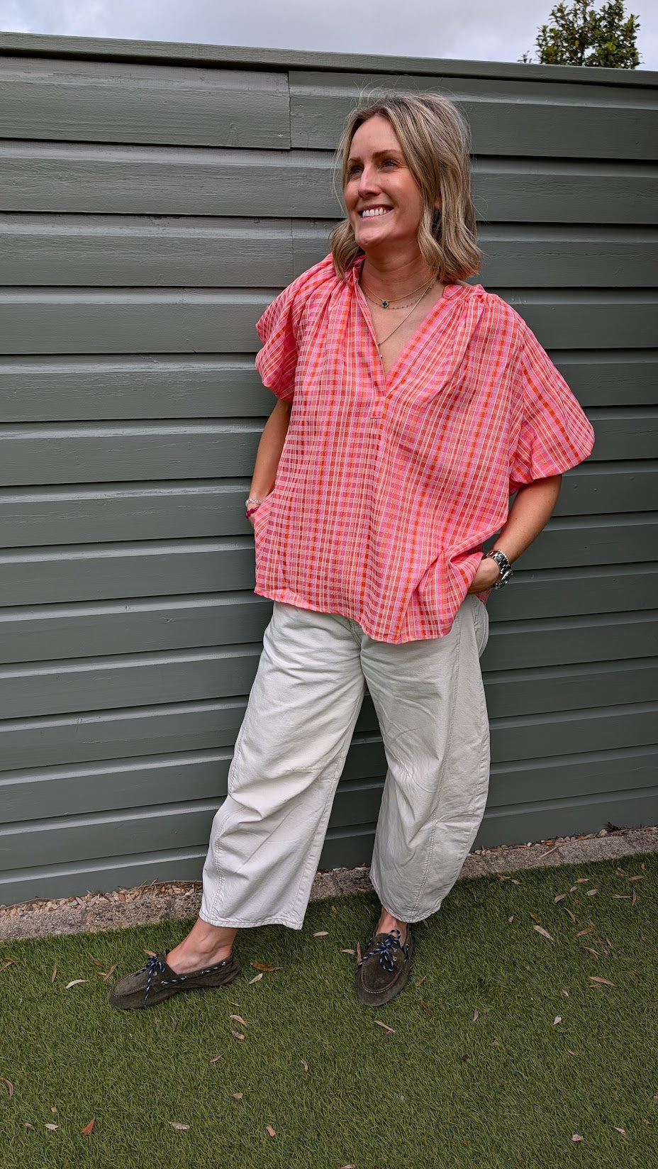 Printed Coral Cotton Blouse