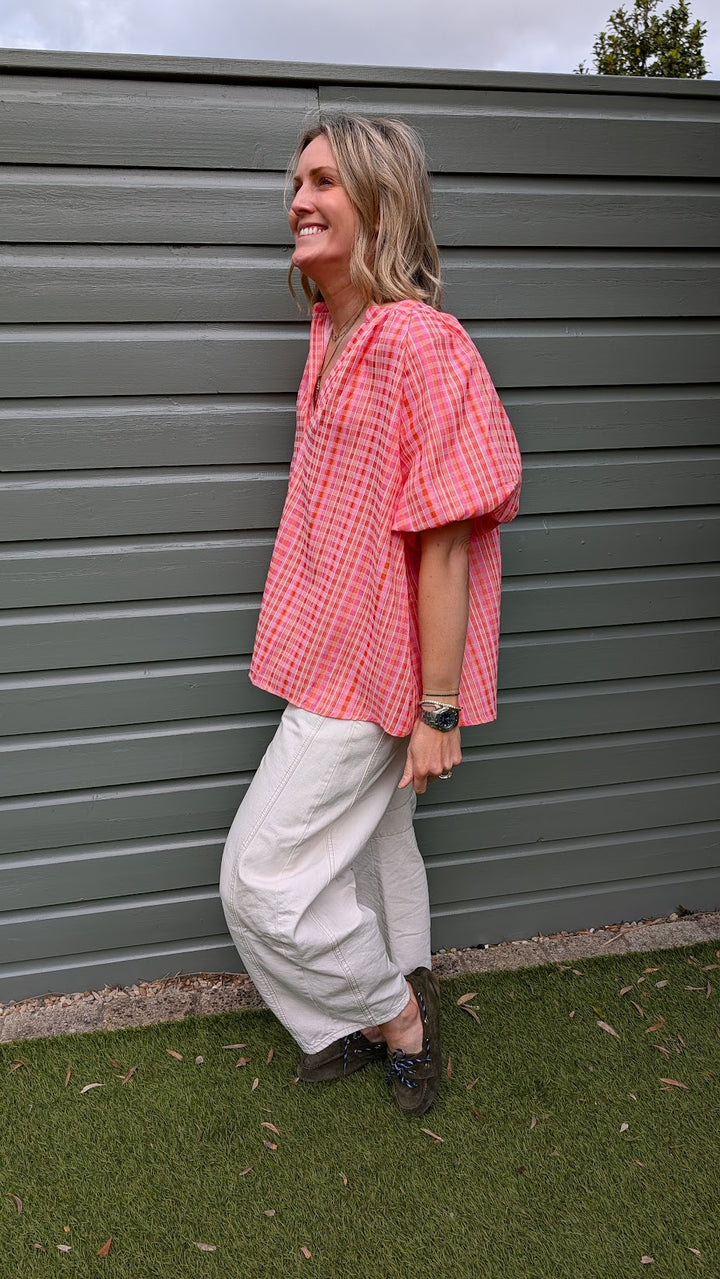 Printed Coral Cotton Blouse