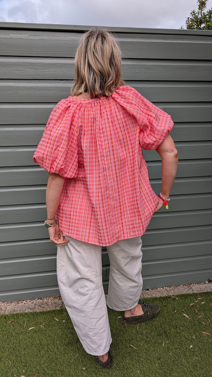 Printed Coral Cotton Blouse