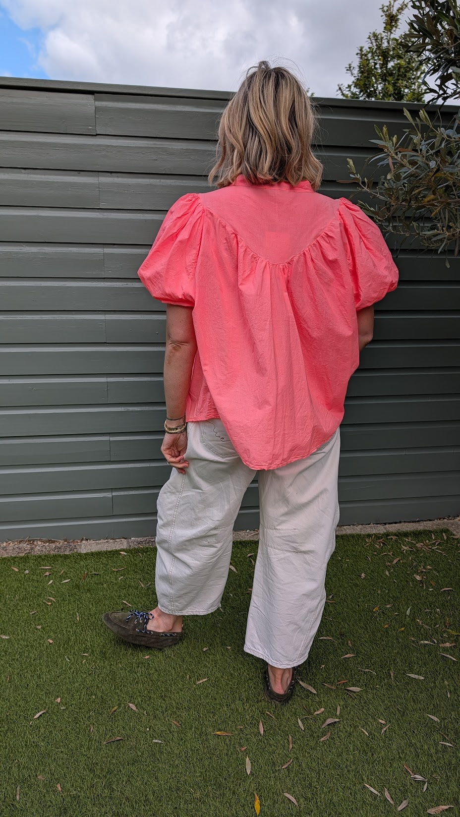 Neon Coral Cotton Blouse