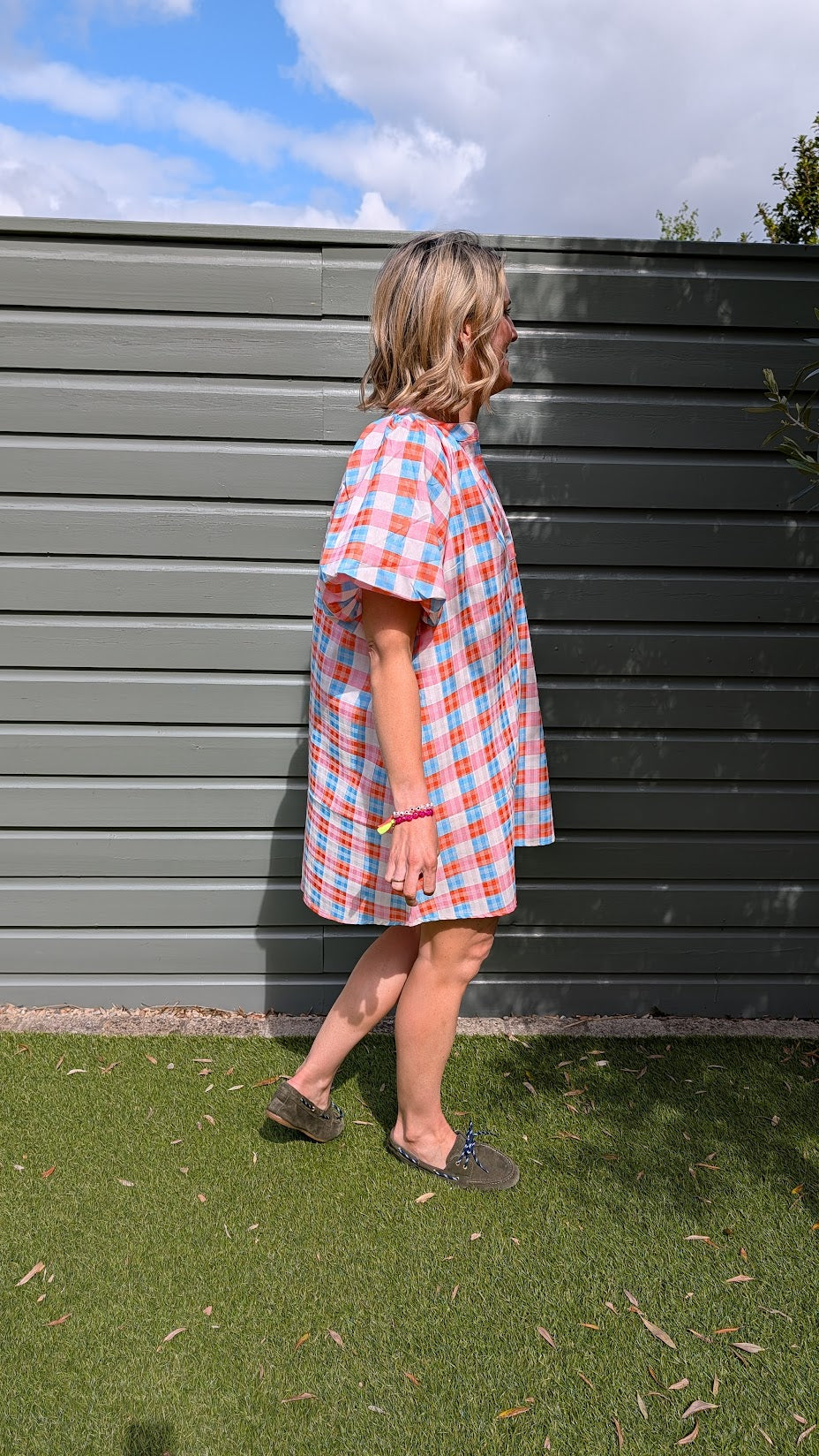 Plaid Puff Sleeve Dress