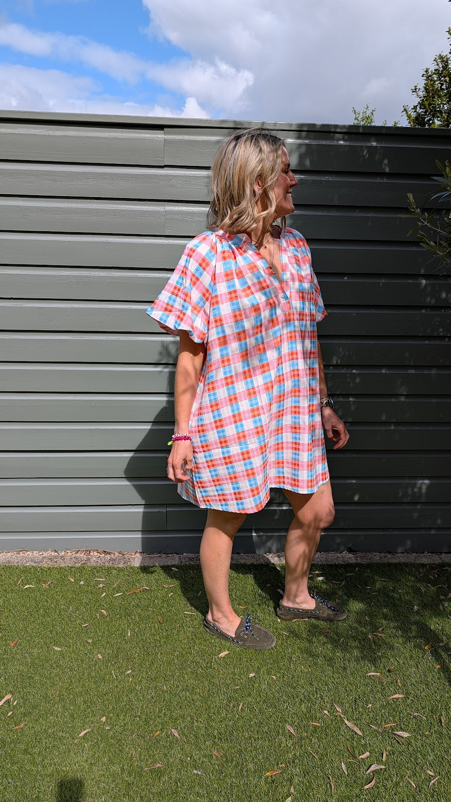 Plaid Puff Sleeve Dress