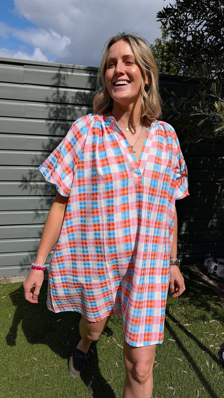 Plaid Puff Sleeve Dress