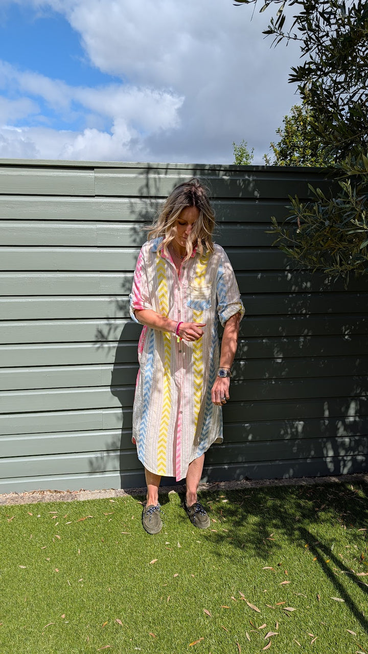 Embroidered Cotton White Shirt Dress