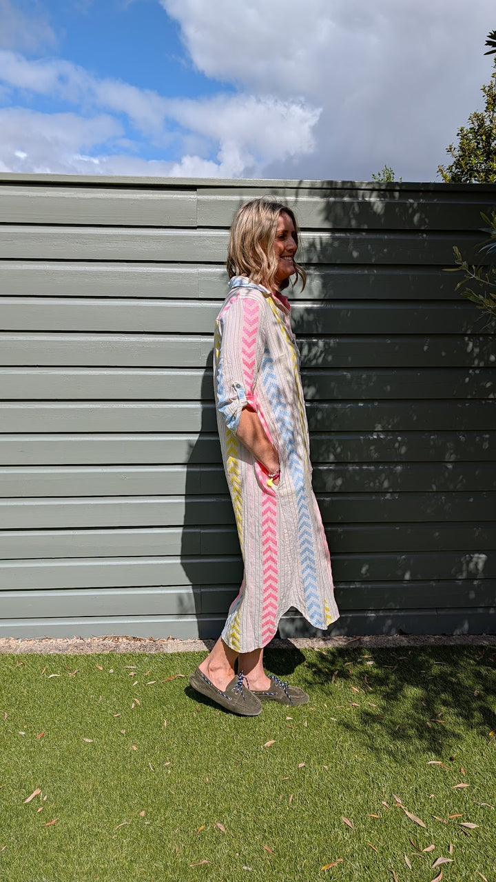 Embroidered Cotton White Shirt Dress
