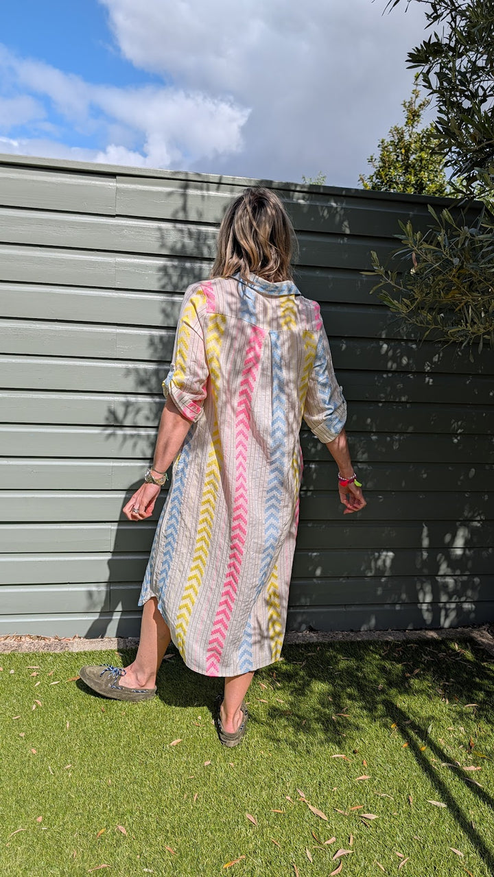 Embroidered Cotton White Shirt Dress