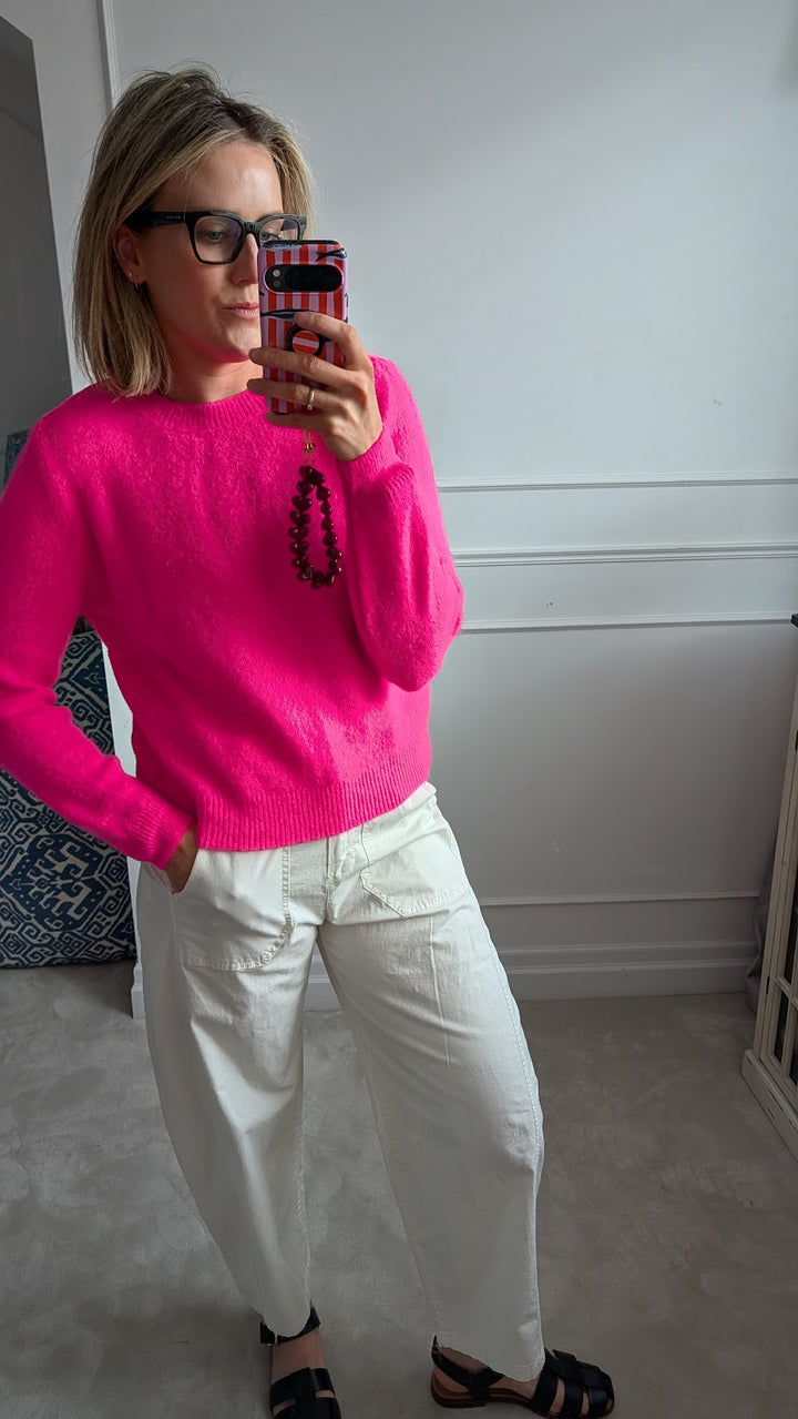 Neon Pink Crewneck Sweater